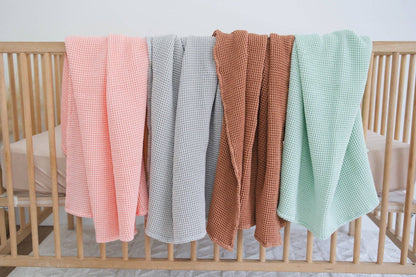 Grey Waffle Bamboo Baby Blanket, 40"x40"- Soft Baby Swaddle Blanket Gender Neutral Baby Shower Gift