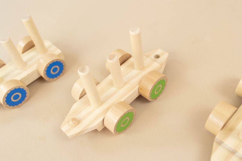 Farm Wooden Train Set for Kids - Pull Along Stacking Train