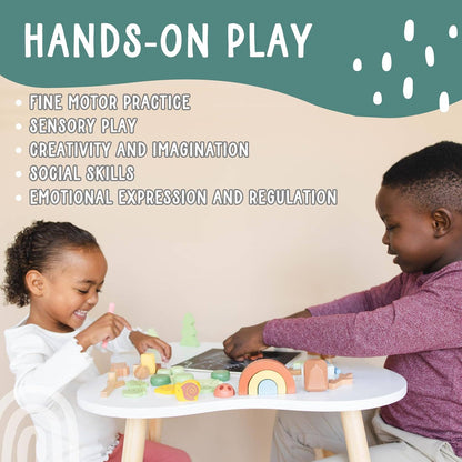 Wooden Forest Sensory Bin Accessories - Montessori Toddler Toys - Wooden Stacking Blocks