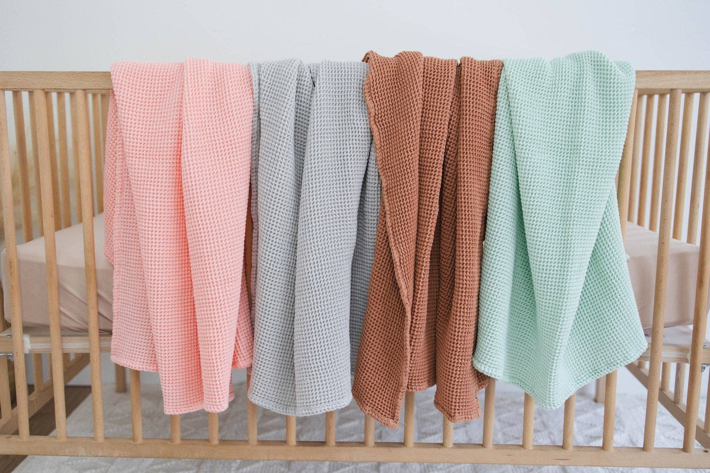 Seafoam Waffle Bamboo Baby Blanket, 40"x40"- Soft Baby Swaddle Blanket Gender Neutral Baby Shower Gift