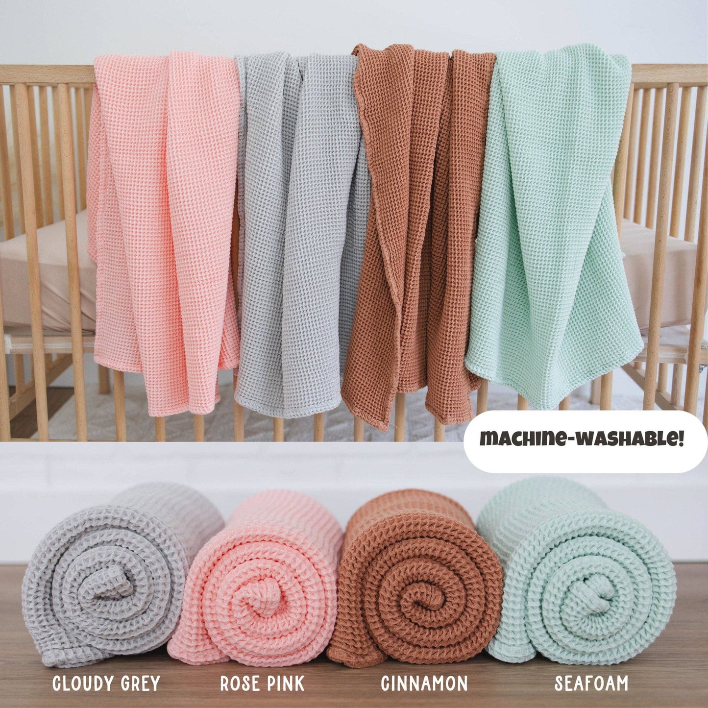 Grey Waffle Bamboo Baby Blanket, 40"x40"- Soft Baby Swaddle Blanket Gender Neutral Baby Shower Gift