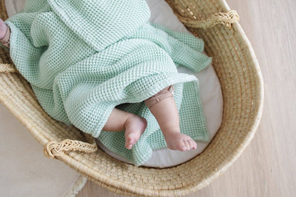 Seafoam Waffle Bamboo Baby Blanket, 40"x40"- Soft Baby Swaddle Blanket Gender Neutral Baby Shower Gift