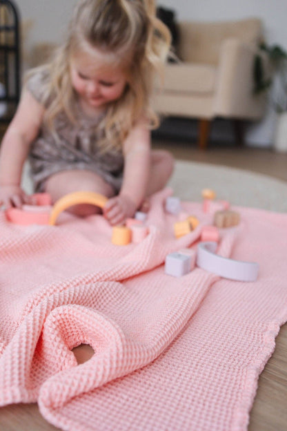 Rose Pink Waffle Bamboo Baby Blanket, 40"x40"- Soft Baby Swaddle Blanket Baby Shower Gift