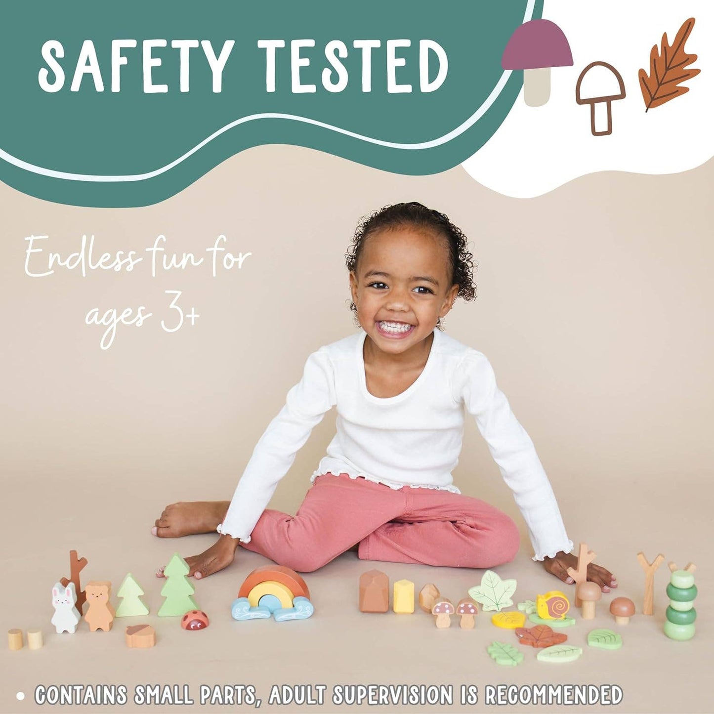 Wooden Forest Sensory Bin Accessories - Montessori Toddler Toys - Wooden Stacking Blocks