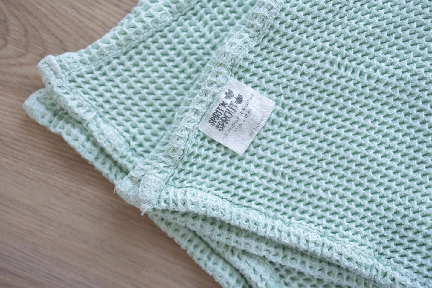 Seafoam Waffle Bamboo Baby Blanket, 40"x40"- Soft Baby Swaddle Blanket Gender Neutral Baby Shower Gift