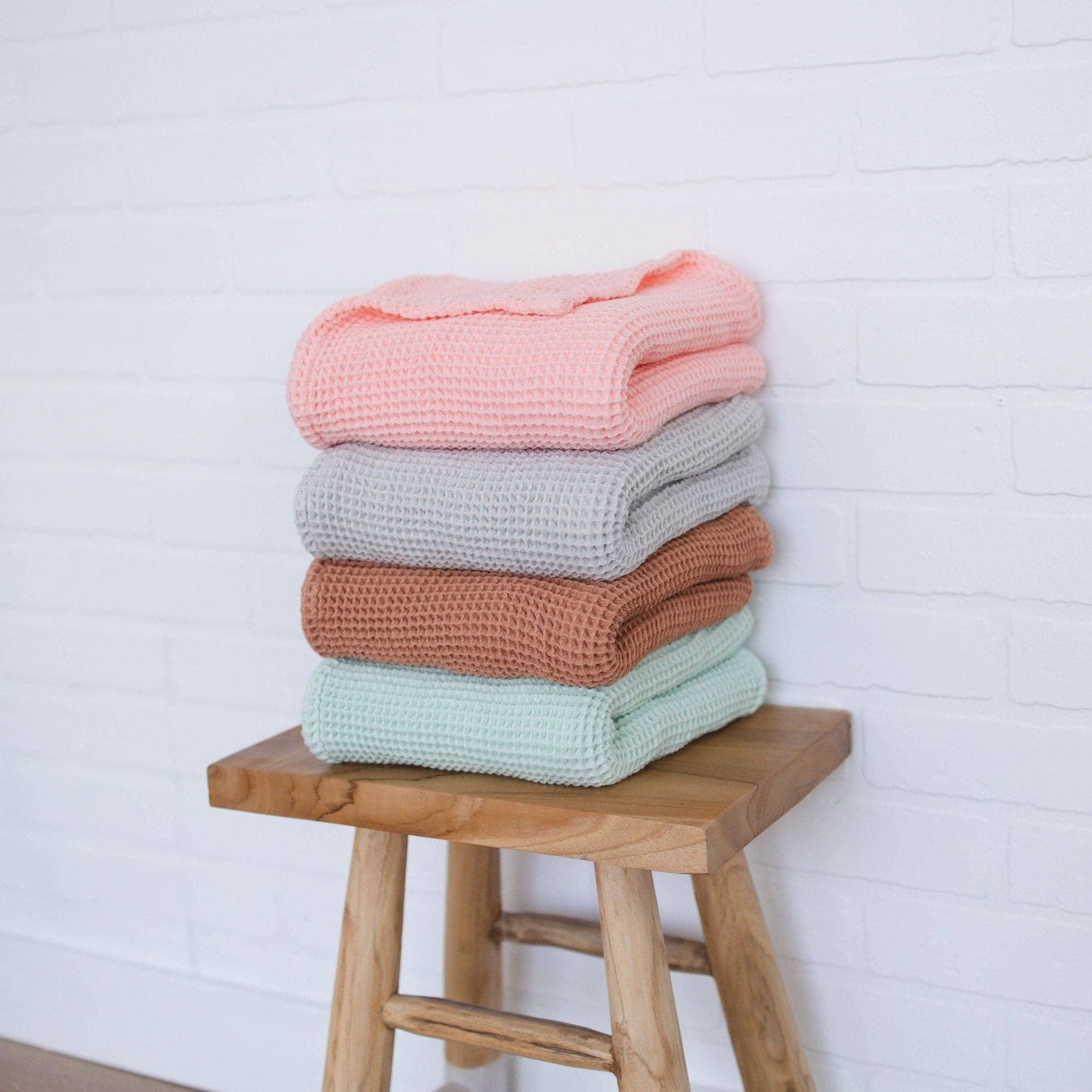 Rose Pink Waffle Bamboo Baby Blanket, 40"x40"- Soft Baby Swaddle Blanket Baby Shower Gift