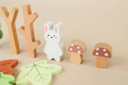 Wooden Forest Sensory Bin Accessories - Montessori Toddler Toys - Wooden Stacking Blocks