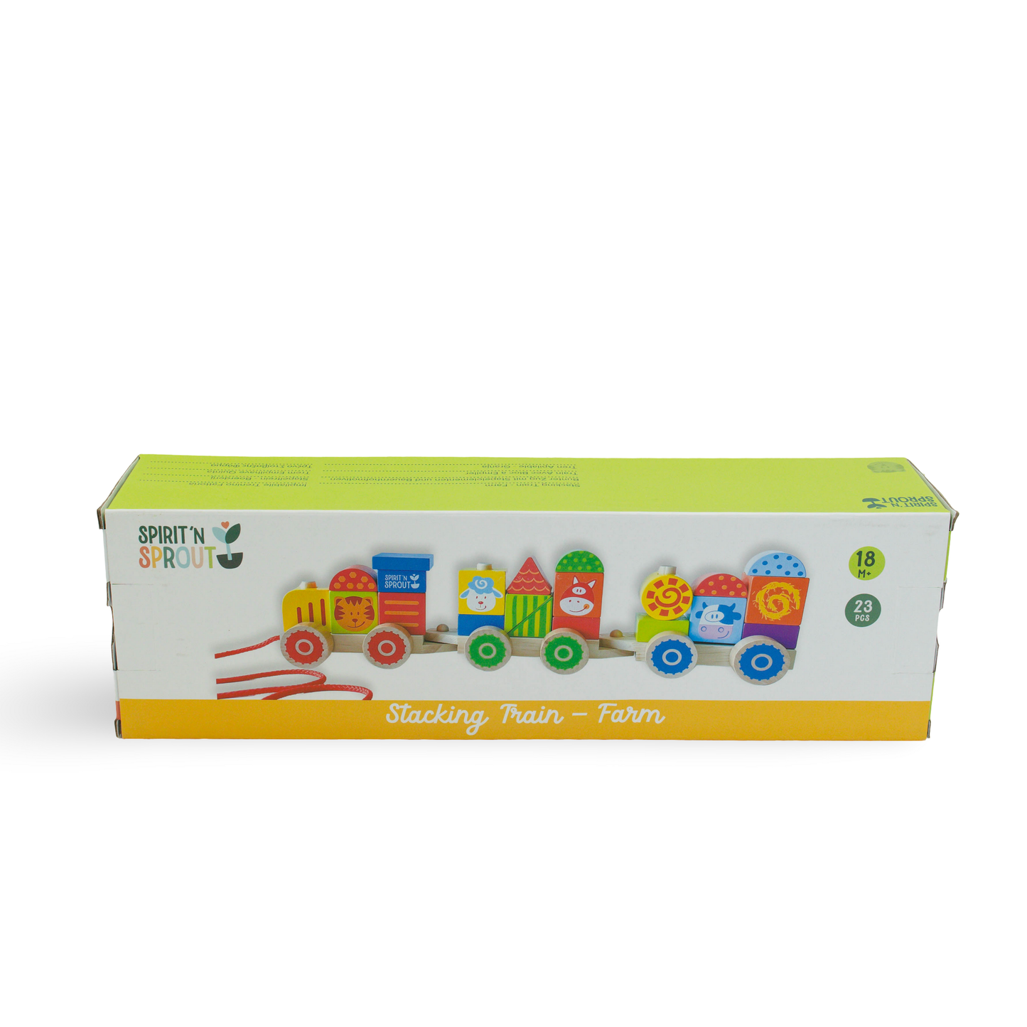 Farm Wooden Train Set for Kids - Pull Along Stacking Train