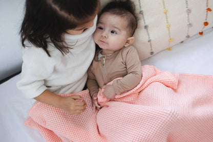 Rose Pink Waffle Bamboo Baby Blanket, 40"x40"- Soft Baby Swaddle Blanket Baby Shower Gift