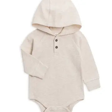 Cole Waffle Knit Hooded Bodysuit-Heather Oat