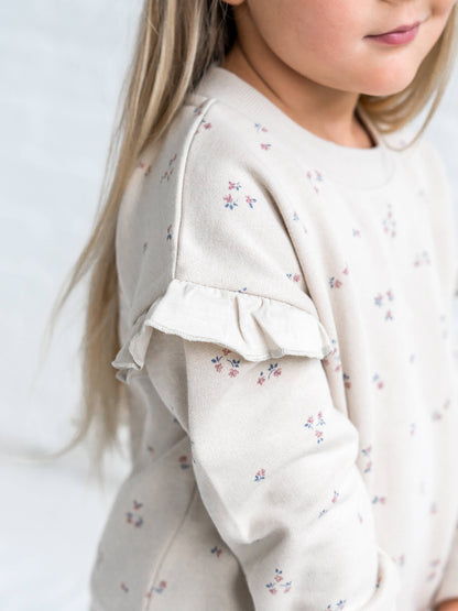 Abbey Fleece Ruffle Sleeve Pullover Sweatshirt