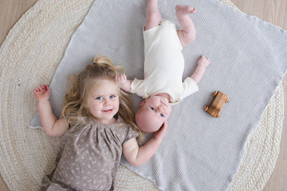 Grey Waffle Bamboo Baby Blanket, 40"x40"- Soft Baby Swaddle Blanket Gender Neutral Baby Shower Gift