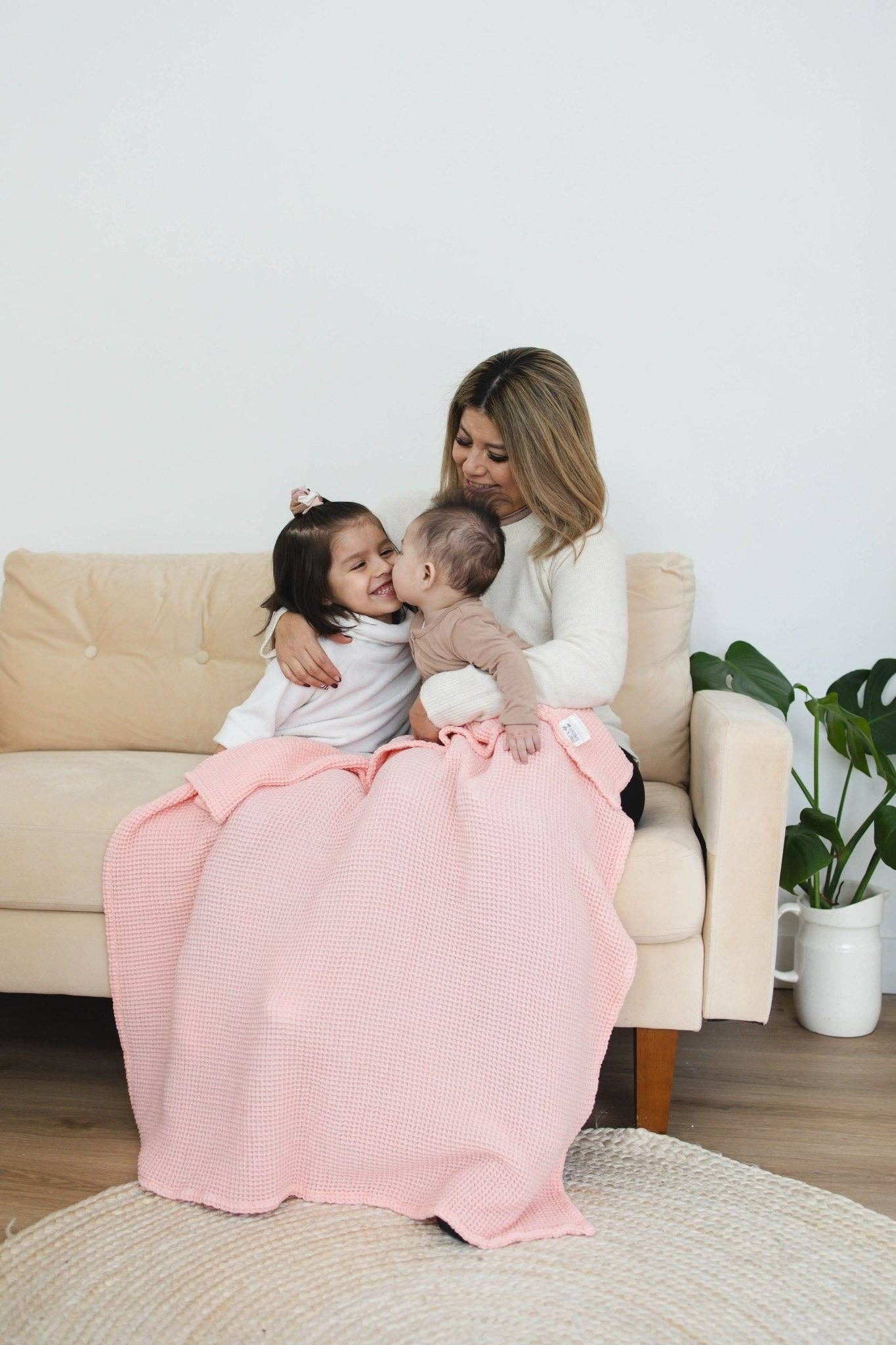 Rose Pink Waffle Bamboo Baby Blanket, 40"x40"- Soft Baby Swaddle Blanket Baby Shower Gift