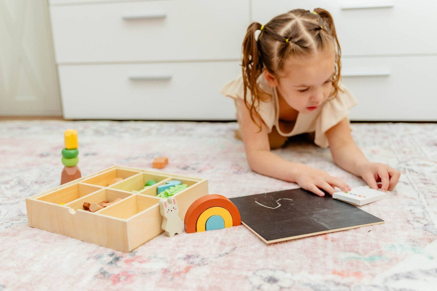 Wooden Forest Sensory Bin Accessories - Montessori Toddler Toys - Wooden Stacking Blocks