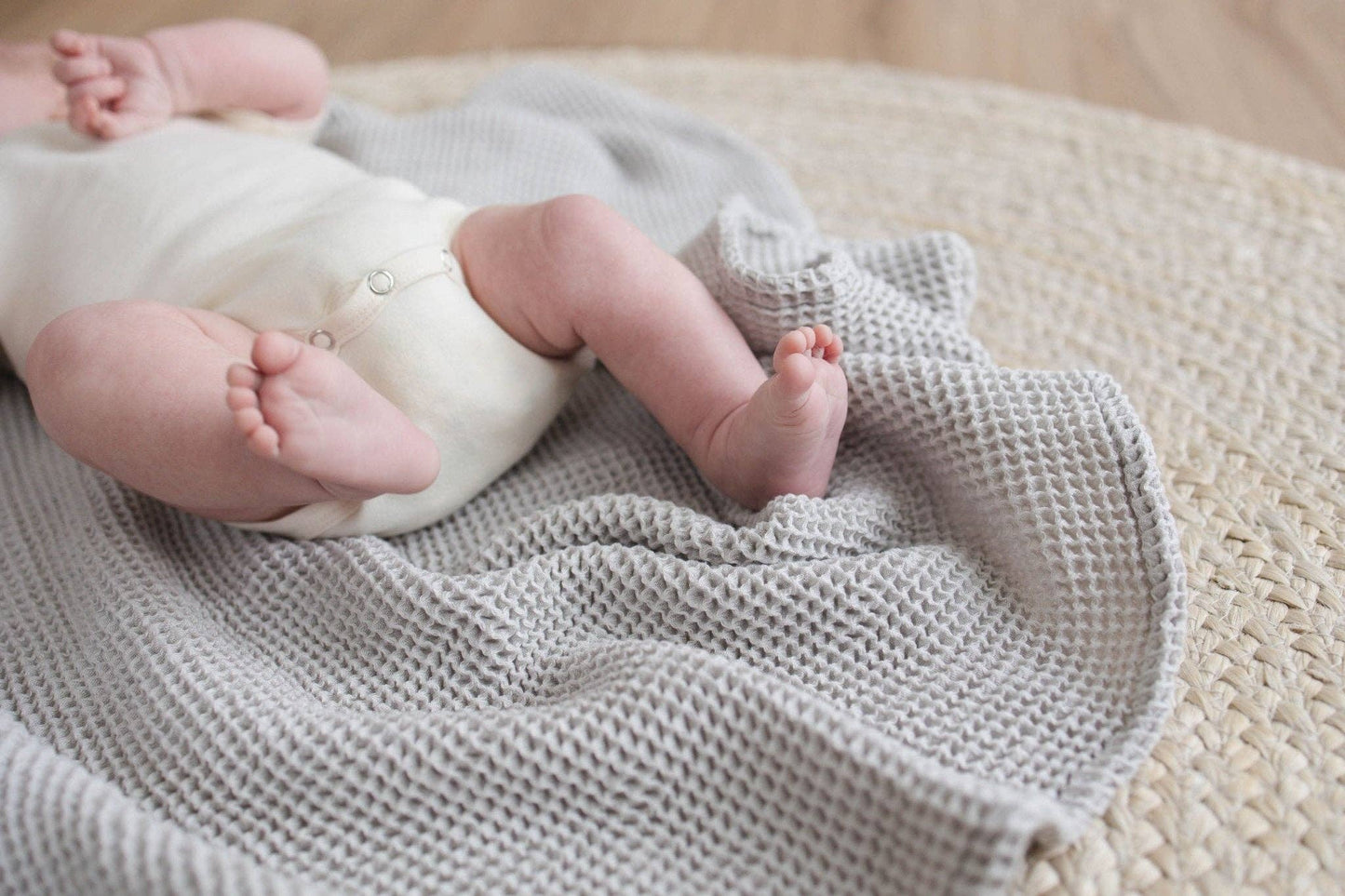 Grey Waffle Bamboo Baby Blanket, 40"x40"- Soft Baby Swaddle Blanket Gender Neutral Baby Shower Gift