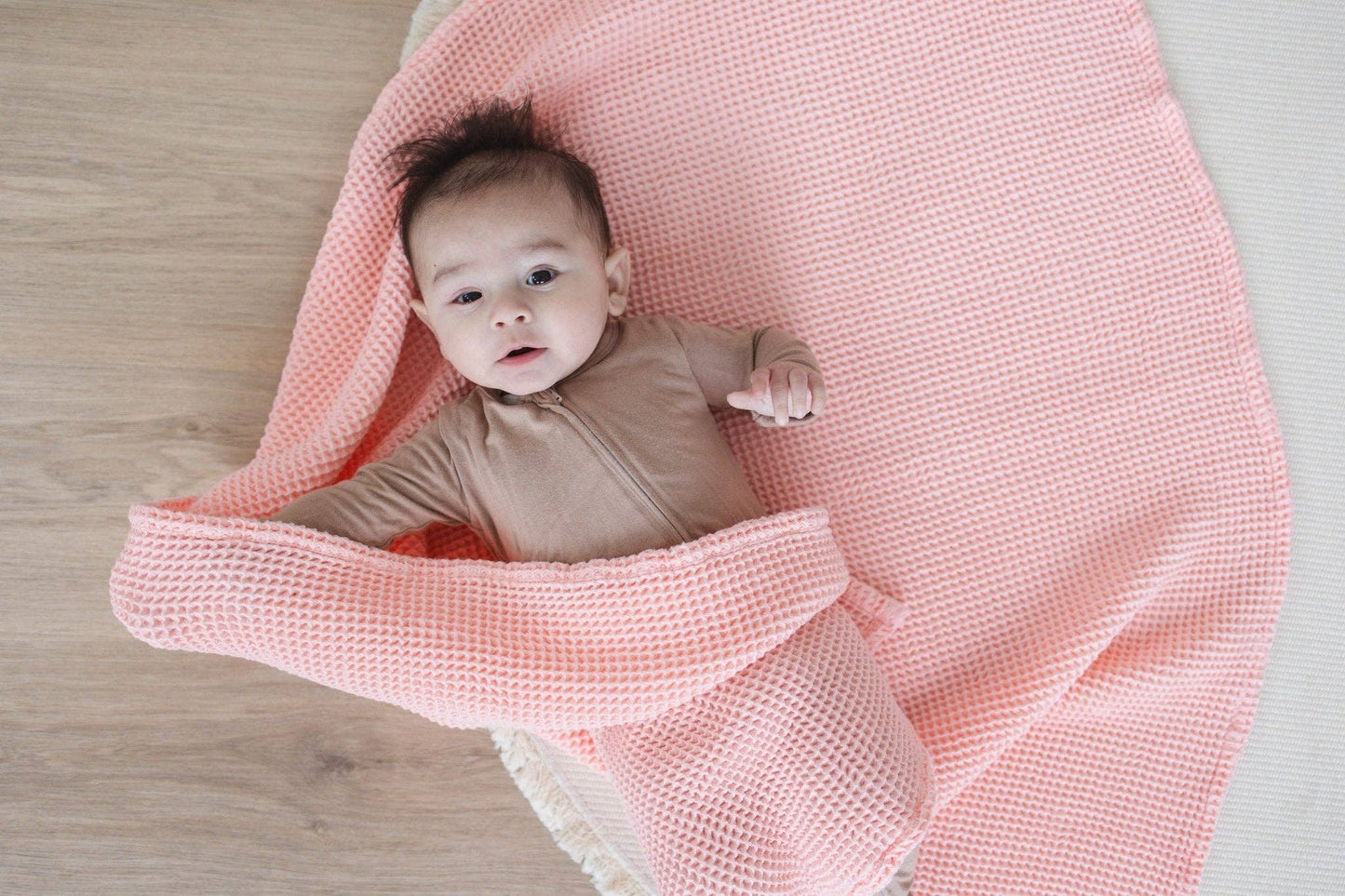 Rose Pink Waffle Bamboo Baby Blanket, 40"x40"- Soft Baby Swaddle Blanket Baby Shower Gift