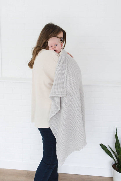 Grey Waffle Bamboo Baby Blanket, 40"x40"- Soft Baby Swaddle Blanket Gender Neutral Baby Shower Gift