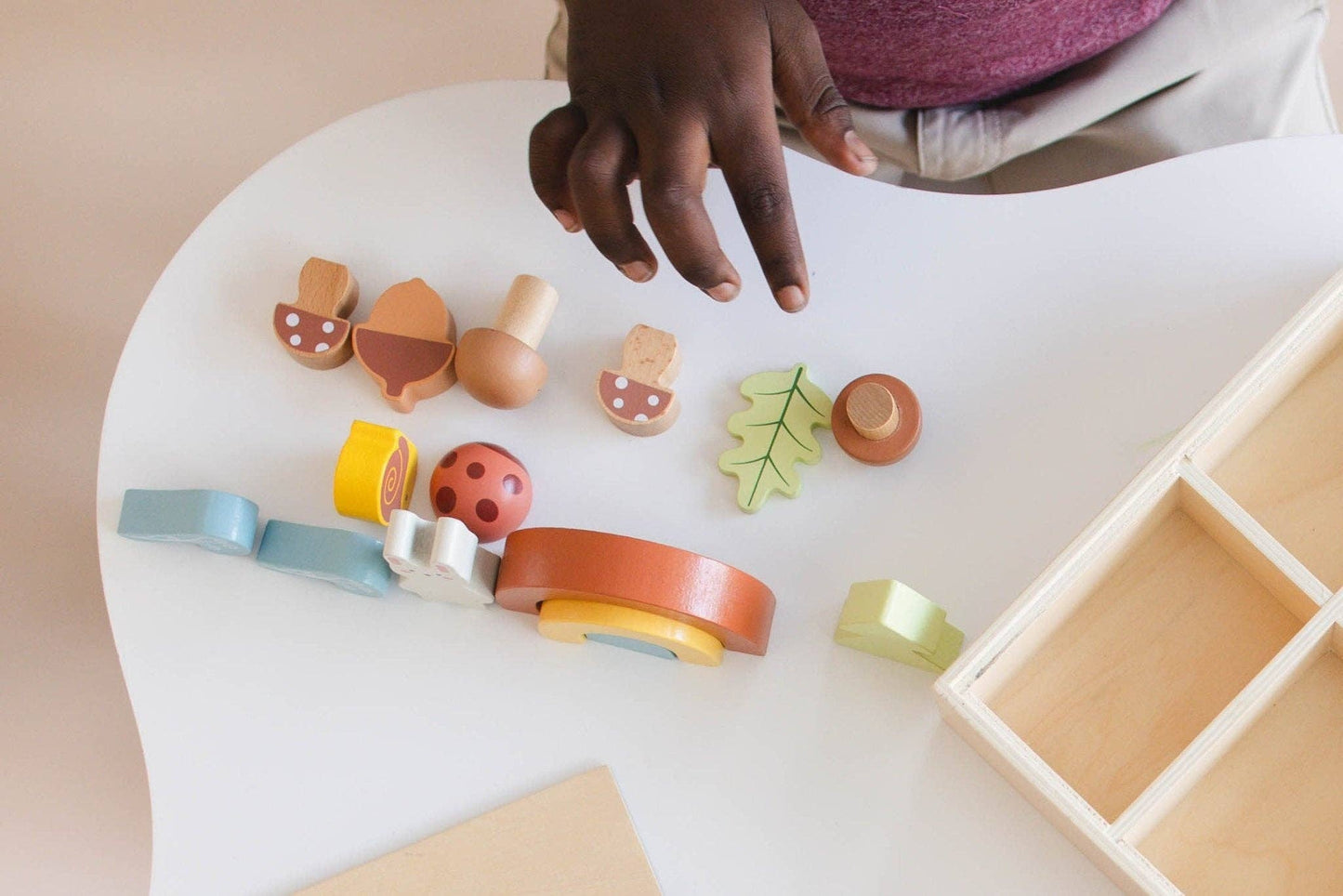 Wooden Forest Sensory Bin Accessories - Montessori Toddler Toys - Wooden Stacking Blocks