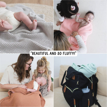 Grey Waffle Bamboo Baby Blanket, 40"x40"- Soft Baby Swaddle Blanket Gender Neutral Baby Shower Gift
