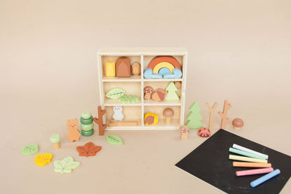 Wooden Forest Sensory Bin Accessories - Montessori Toddler Toys - Wooden Stacking Blocks